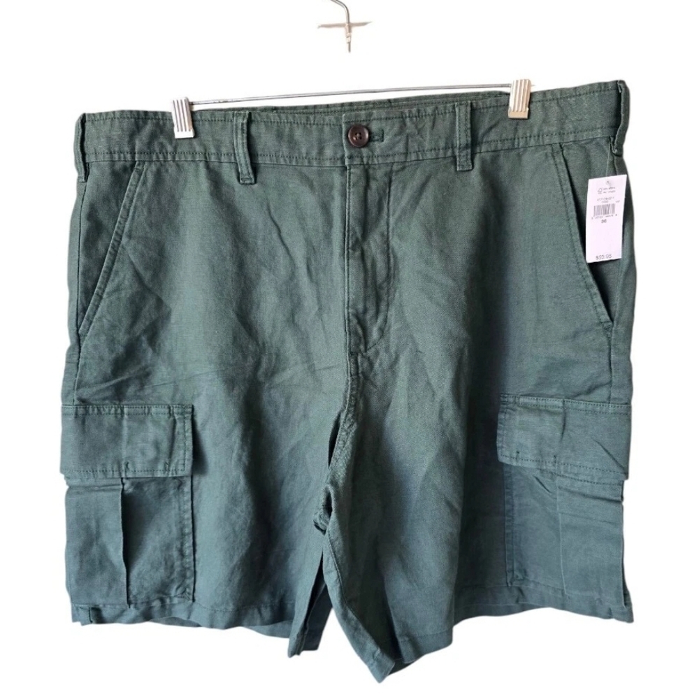 Gap Mens Cargo Shorts Sz 36 Solid Olive Green  Pockets Cotton Twill New